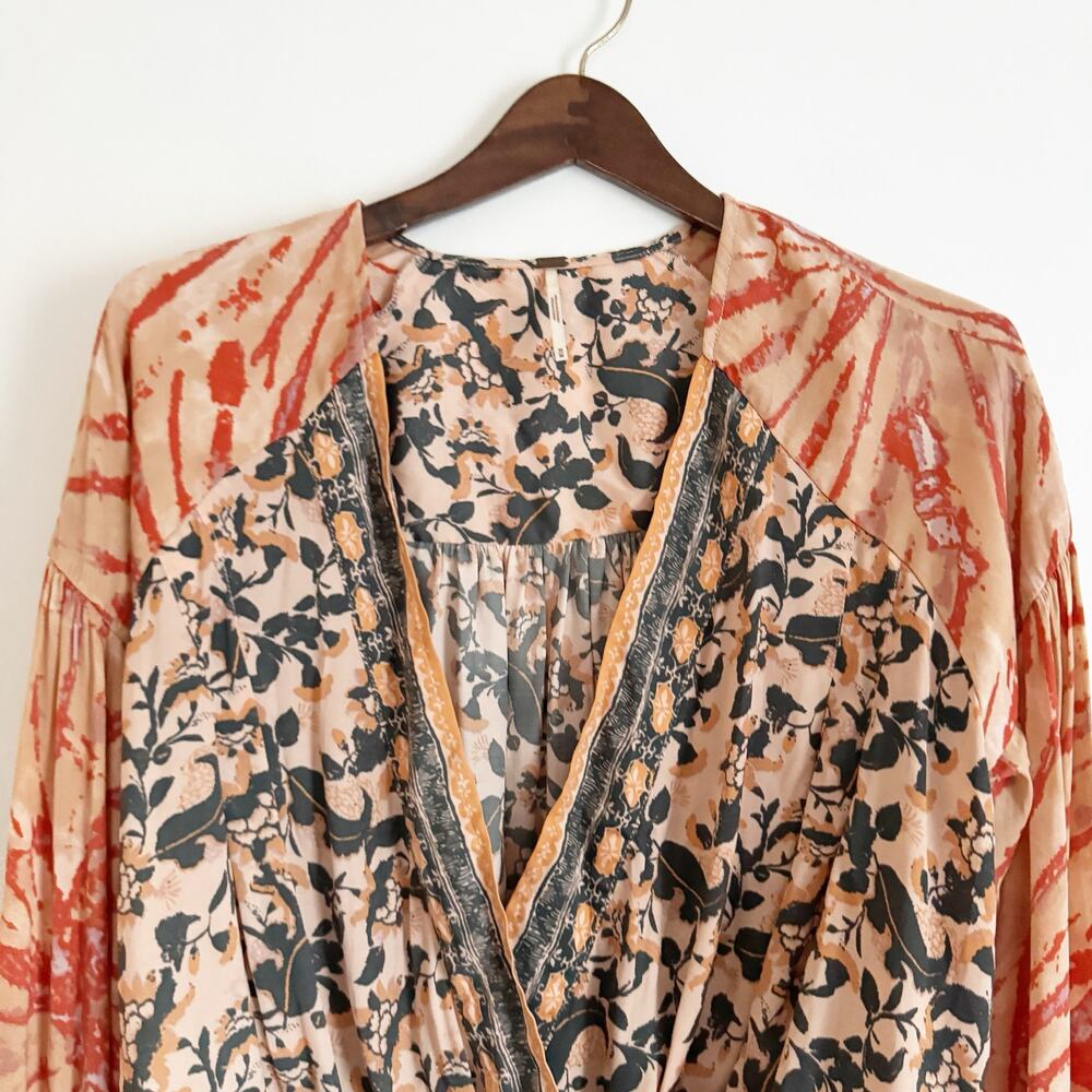 FREE PEOPLE Cruisin Together Mix Print Surplice Top Medium M - Picture 4 of 10